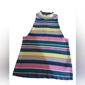 Maeve By Anthropolovie Striped Sleeveless Women's Top Stretch Zip Size XS.